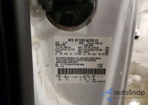 2015 Ford F250 Super Duty from USA, damaged, VIN 1FT7X2B63FEB87964